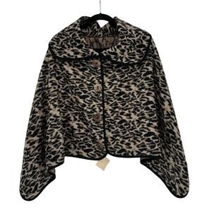 NEW L.I.B. New York Womens Animal Print Poncho Cape Leopard One Size Classic NWT